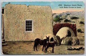 Mexican Adobe Homes With Bake Ovens In Front Mexico UNP DB Postcard K8