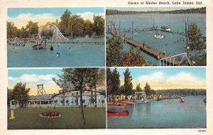 Lake James Indiana Views Of Bledso Beach, White Border Vintage Postcard U7613
