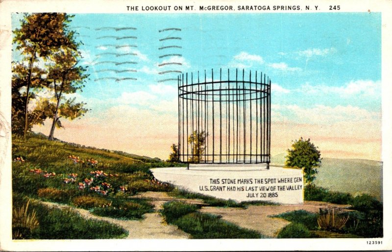 New York Saratoga Springs The Lookout On Mount McGregor 1934 Curteich