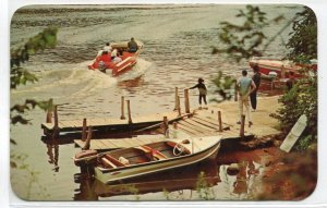 Speed Boat Dock St Joseph River Indiana & Michigan postcard