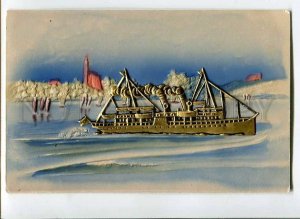 3021616 Lighthouse Vintage embossed w/ real iron ship PC