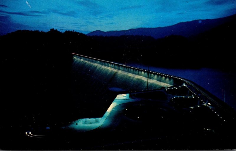 North Carolina Fontana Dam & Observation Building At Night