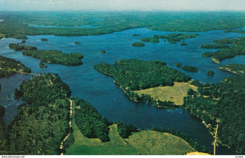 BEDFORD TOWNSHIP, Ontario, Canada, 1940-60s; Aerial View of Devil Lake in the...