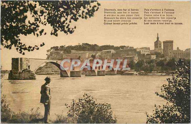 Old Postcard Avignon Vaucluse Le Pont St Benezet and the Rhone