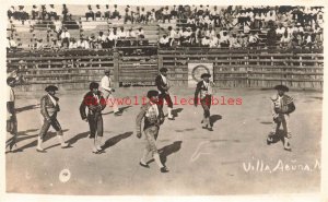 Mexico, Villa Acuna, Bull Fighting Stadium, Bull Fighters, RPPC