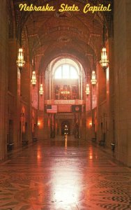 Postcard State Capitol Main Hallway Looking Towards The Rotunda Lincoln Nebraska