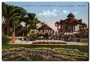 Old Postcard Menton The Public Garden and the Music kiosk