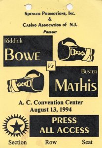 Riddick Bowe vs Buster Mathis 1994 Boxing Rare Press Pass