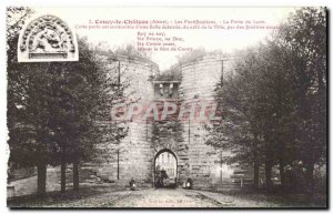 Old Postcard Coucy le Chateau Fortifications The door of Laon