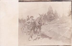Men On Horse Drawn Wagon Real Photo