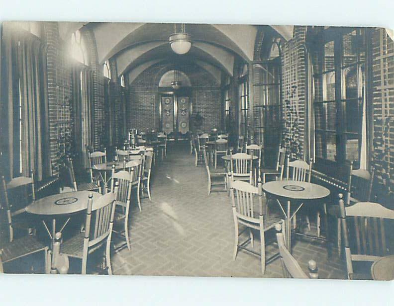 1920's rppc INTERIOR VIEW OF RESTAURANT TABLES AND CHAIRS HM0562