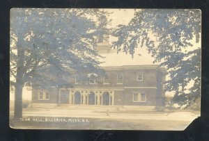 RPPC BILLERICA MASSACHUSETTS TOWN HALL 1910 VINTAGE REAL PHOTO POSTCARD