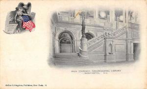 Washington DC Congressional Library Stairway Pioneer Antique Postcard K42030