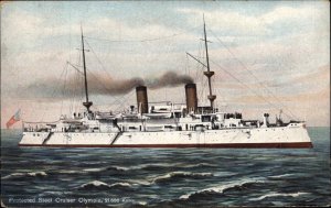 Protected Steel Cruiser Olympia c1910 Vintage Postcard