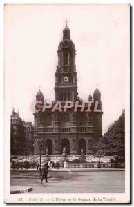 Paris Old Postcard L & # 39eglise and the Square de la Trinite