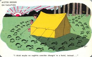 Vintage Postcard Mister Breger on Vacation Camping in the Forest Comic Funny