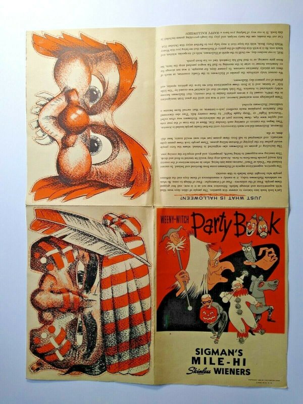 Halloween Party Book Vintage Weeny Witch Original Masks Cutouts Recipes 1952