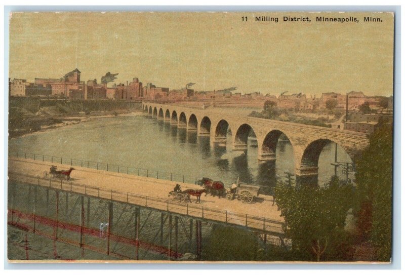 Milling District Horse Wagonn Minneapolis MN Advertising Soo Line Postcard 