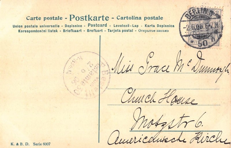 Pentecost Greetings 1906 Humanized Maybug Painter Forget-me-not postcard C317