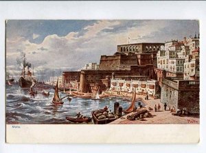 3040653 MALTA. Valetta port & ships. Vintage PC