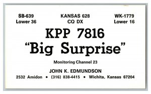 QSL Radio Card From Wichita Kansas KPP 7816 