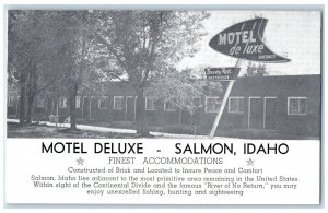 Salmon Idaho ID Postcard Motel Deluxe Exterior Roadside Signage c1960's Vintage