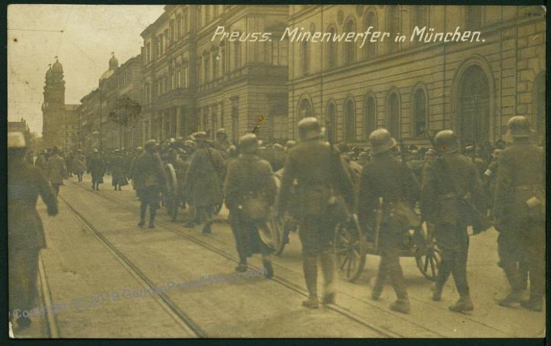 1919 Prussian Mortar Troops German Revolution Munich Strassenkampf RPPC 52360