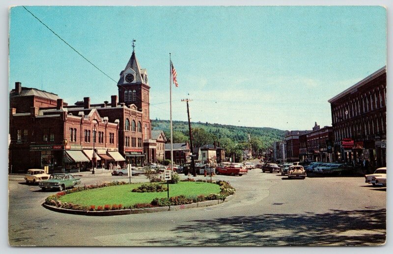 Newport New Hampshire~Clock Tower~Main Street~Corner Pharmacy~Rexall Drugs~1950s 