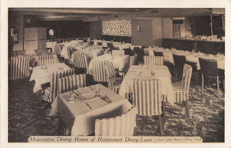 Postcard Mezzanine Dining Room Restaurant Drury Lane NY