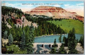 Beartooth Lake And Butte Montana 1940s Postcard