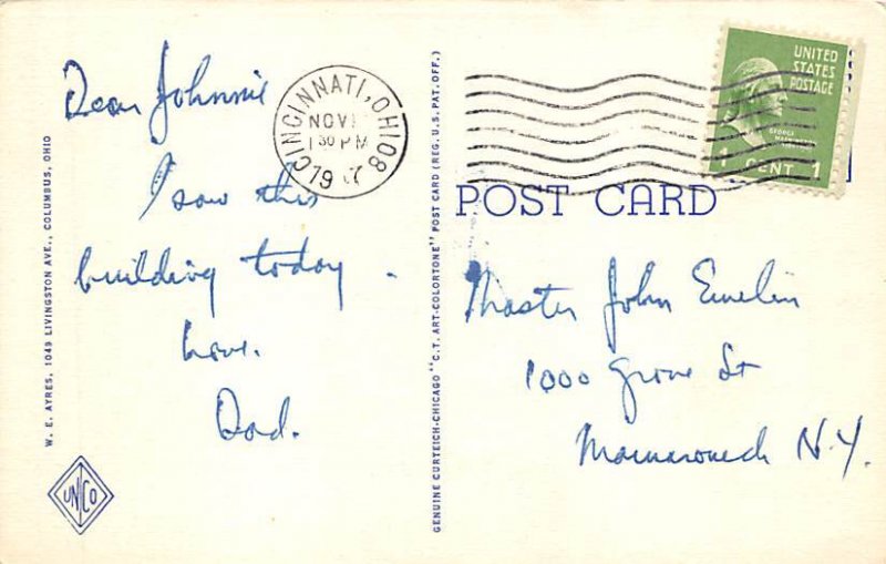 State Capitol, McKinley Memorial Columbus, Ohio OH Postcard