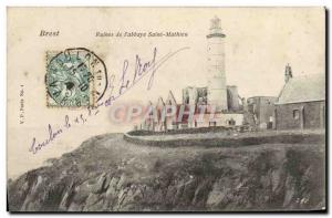 Old Postcard Ruins Of I & # 39Abbaye Saint Mathieu Lighthouse