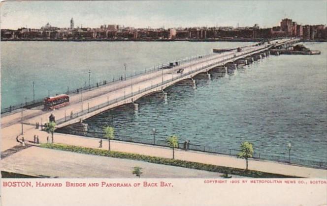 Massachusetts Boston Harvard Bridge and Panorama Of Back Bay