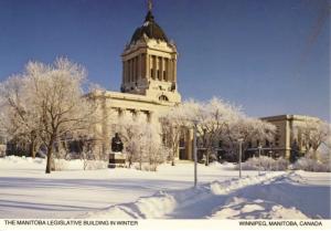 Winnipeg Manitoba MB Legislative Building in Winter Snow Vintage Postcard D17