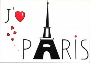 Postcard France Paris I love Paris - Roberto G. art  I heart Paris Eiffel Tower