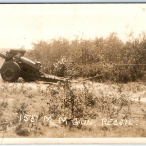 WWII-era US 155mm Howitzer M1918 RPPC Gun Recoil USMC Army Real Photo PC A137