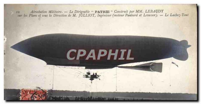 Old Postcard Airship Zeppelin airship ballooning military Lebaudy homeland