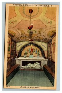 Vintage 1940's Postcard Franciscan Monastery St. Sebastian Chapel Washington DC