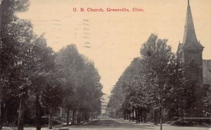 J73/ Greenville Ohio Postcard c1910 U.B. Church Building 389