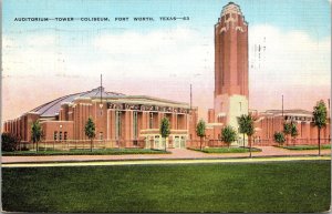 Auditorium- Tower- Coliseum Fort Worth TX- 63 Postcard PC6