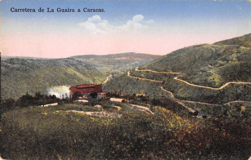 Caracas Venezuela birds eye view La Guaira Highway antique pc Z18480