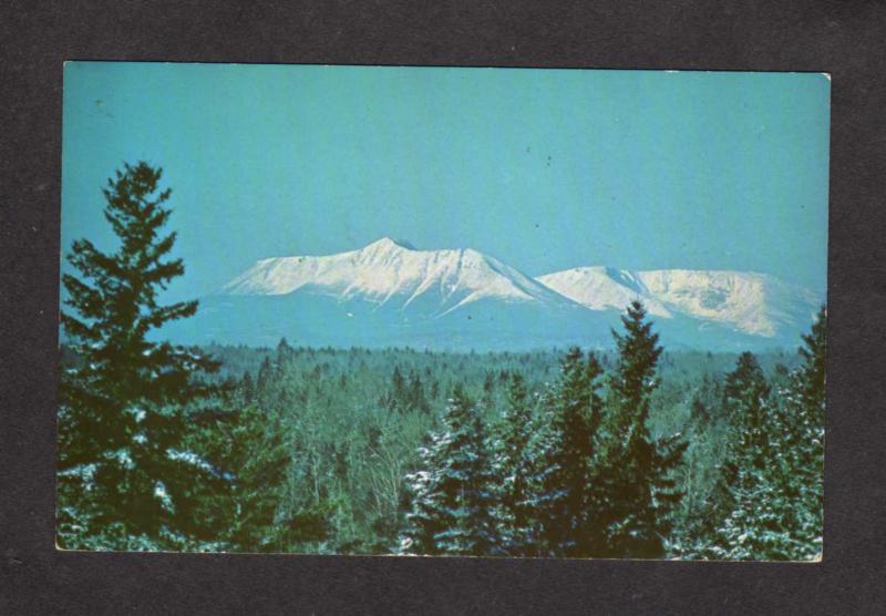 ME Eastern Slope Mt Mount Katahdin Baxter State Park MAINE Postcard Snow Covered