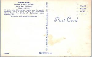 MORRO BAY, CA California     SUNSET MOTEL     c50s Car   Roadside   Postcard 