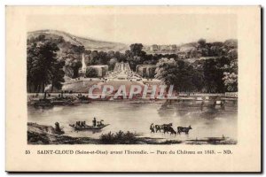 Saint Cloud Old Postcard Before & # 39incendie park of the castle in 1845