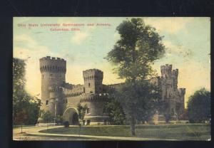 COLUMBUS OHIO STATE UNIVERSITY BUCKEYES ARMORY ANTIQUE VINTAGE POSTCARD