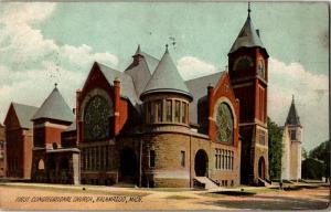 First Congregational Church, Kalamazoo Michigan c1909 Vintage Postcard O16
