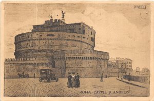 Lot157 postcard roma rome italy castel s angelo car artist signed  a zardo