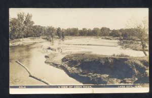 RPPC LAKE CITY IOWA VIEW OF THE COON RIVER VINTAGE 1911 REAL PHOTO POSTCARD