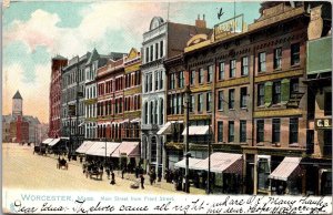 Tuck 1057, Main Street from Front Street Worcester MA c1905 Vintage Postcard V53