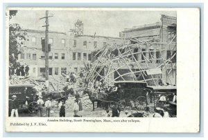 1906 After Collapse Amsden Building, South Framingham MA Southbridge MA Postcard 